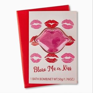 Pink Lips Scented Bathbomb Card - Blow me a Kiss - Valentine's Day Gift